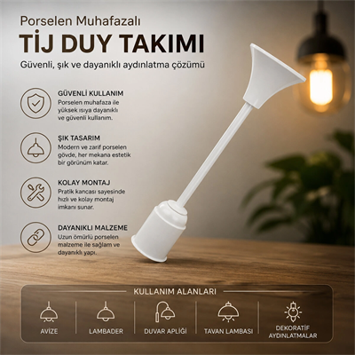 Tij Duy Takımı - E27 Uyumlu - Porselen Muhafazalı