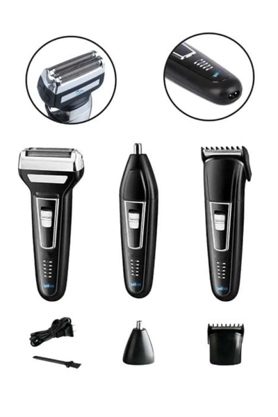 Tıraş Makinesi 3 Başlıklı T Başlıklı Hassas Ciltlere Özel Saç Sakal Vücut Kulak ve Burun