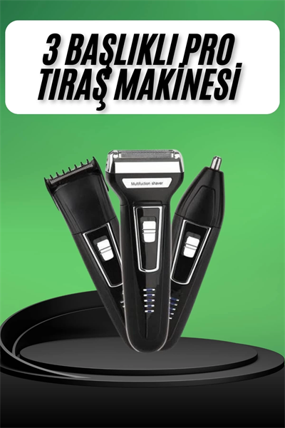 Tıraş Makinesi 3 Başlıklı T Başlıklı Hassas Ciltlere Özel Saç Sakal Vücut Kulak ve Burun