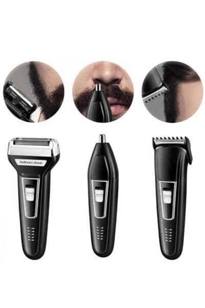 Tıraş Makinesi 3 Başlıklı T Başlıklı Hassas Ciltlere Özel Saç Sakal Vücut Kulak ve Burun