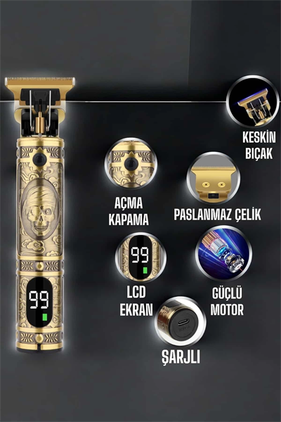 Tıraş Makinesi Çizik Tıraş Paslanmaz Çelik Uzun Ömürlü Şarjlı