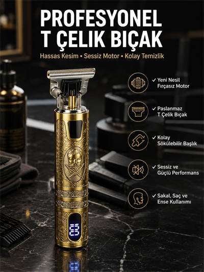 Tıraş Makinesi Çizik Tıraş Paslanmaz Çelik Uzun Ömürlü Şarjlı