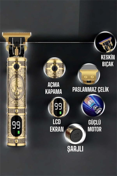 Tıraş Makinesi Çizik Tıraş Paslanmaz Çelik Uzun Ömürlü Şarjlı