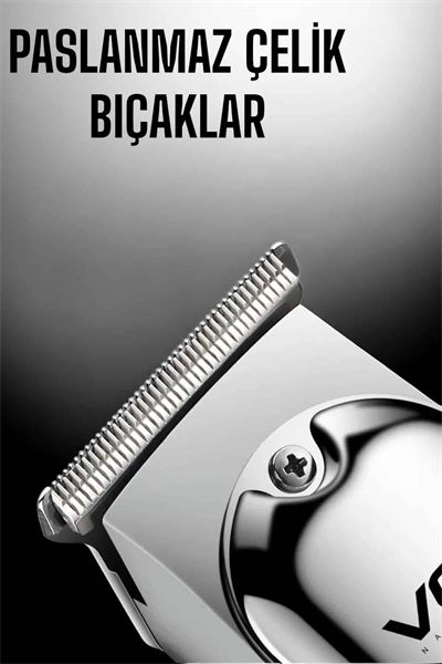 3 Başlıklı Şarjlı Tıraş Makinesi 14cm Paslanmaz Çelik Taraklı Ense Sakal Saç İçin BX-313692