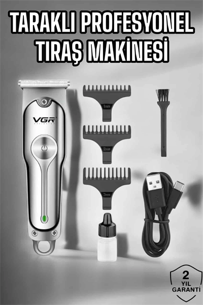 3 Başlıklı Şarjlı Tıraş Makinesi 14cm Paslanmaz Çelik Taraklı Ense Sakal Saç İçin BX-313692