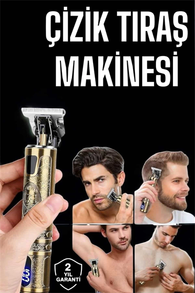 Tıraş Makinesi Şarjlı Profesyonel Saç Kesme Makinesi Gold Çizik Tıraş