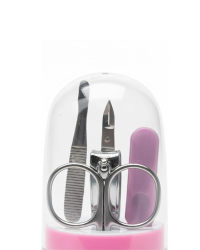 Tırnak Bakım Manikür Pedikür Seti 4 Parça Pembe Kompakt Taşınabilir Tasarım