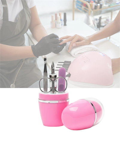 Tırnak Bakım Manikür Pedikür Seti 4 Parça Pembe Kompakt Taşınabilir Tasarım