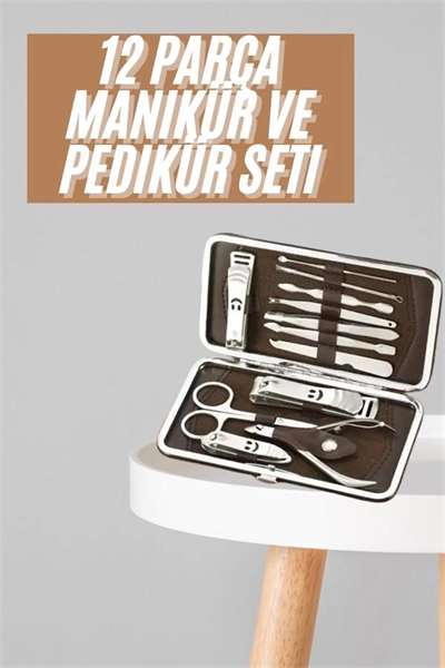 Tırnak Bakım Seti Tırnak Düzeltme Batık 12 Parça Çanta Tipi Manikür Pedikür