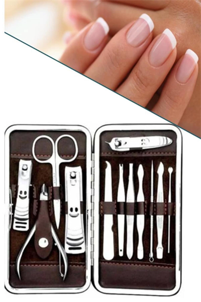 Tırnak Bakım Seti Tırnak Düzeltme Batık 12 Parça Çanta Tipi Manikür Pedikür