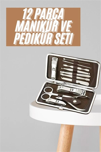 Tırnak Bakım Seti Tırnak Düzeltme Batık 12 Parça Çanta Tipi Manikür Pedikür