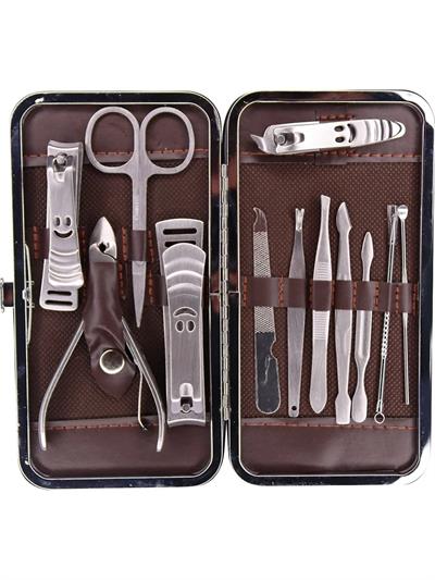 Tırnak Makası Tırnak Bakım Seti Deri Çantalı 12 Parça Set (3936)