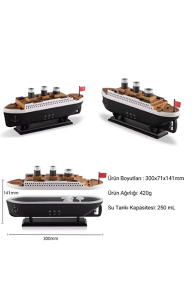 Titanic Gemi Hava Nemlendirici Fonksiyonlu Buhar Makinesi Kumandalı