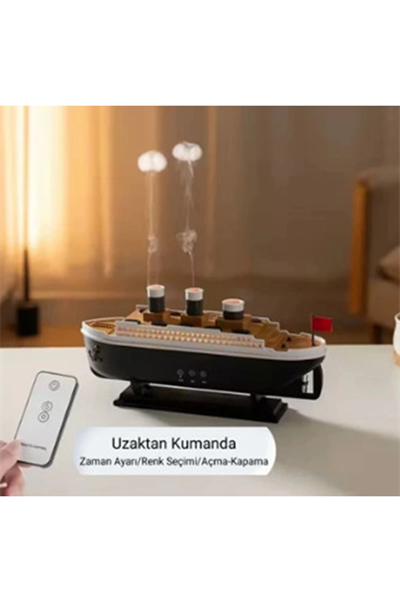 Titanic Gemi Hava Nemlendirici Işıklı Fonksiyonlu Buhar Makinesi Kumandalı