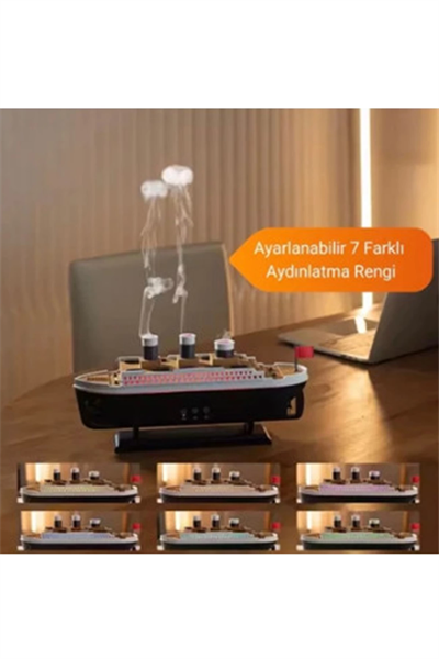 Titanic Gemi Hava Nemlendirici Işıklı Fonksiyonlu Buhar Makinesi Kumandalı