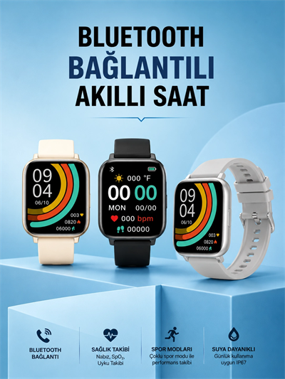 Titreşimli, Sağlık Takipli, Yeni Nesil Akıllı Saat  400mAh Batarya Kapasiteli