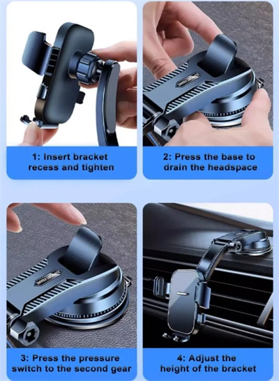 Torpido Üstü Vakumlu Araç Telefon Tutucu Ayarlanabilir Uzun Kollu