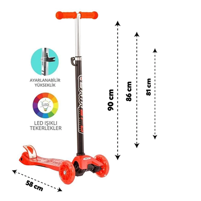 Torutoys Kırmızı Twist Işıklı Scooter Kırmızı