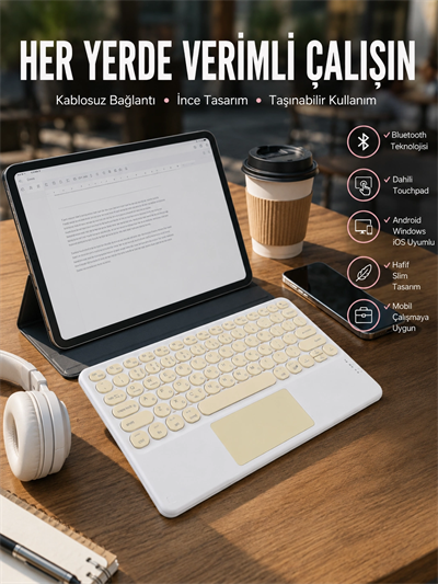 Touchpad Uyumlu Bluetooth Klavye Slim Kablosuz Wifi Q Klavye