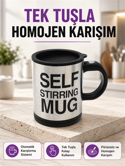 Toz İçecekler İçin Hızlı Karıştırma Özellikli Termos Kupa
