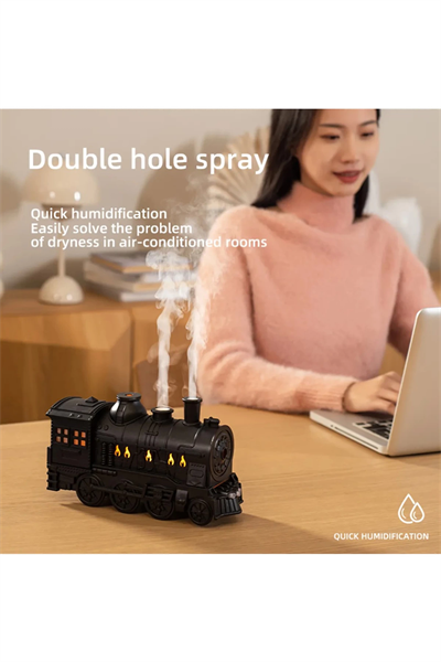 Tren Şeklinde Buharlı Oda Hava Nemlendirici Işık Buhar Makinesi Kumandalı