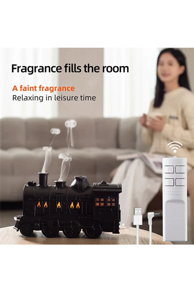 Tren Şeklinde Buharlı Oda Hava Nemlendirici Işık Buhar Makinesi Kumandalı