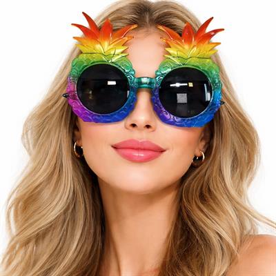 Tropikal Ananas Tasarımlı Renkli Hawaii Parti Gözlüğü (3936)