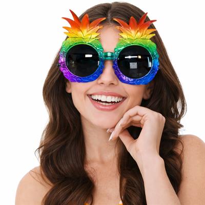 Tropikal Ananas Tasarımlı Renkli Hawaii Parti Gözlüğü (3936)