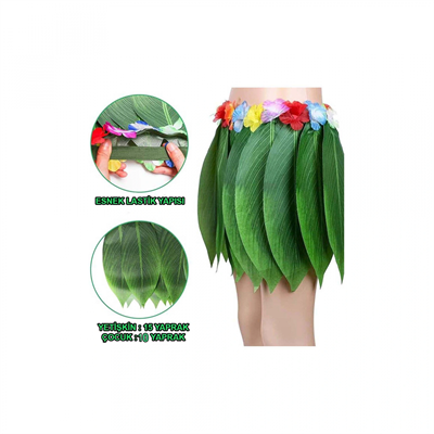 Tropikal Esintili Hawaii Yapraklı Parti Eteği Çocuk Boy