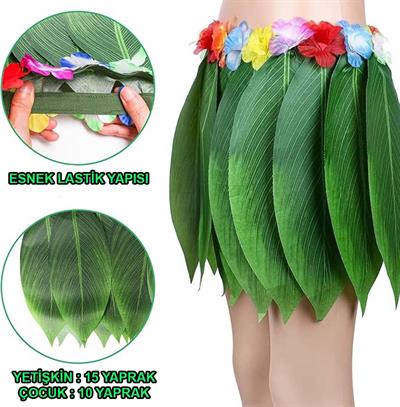 Tropikal Esintili Hawaii Yapraklı Parti Eteği Yetişkin Boy (3936)