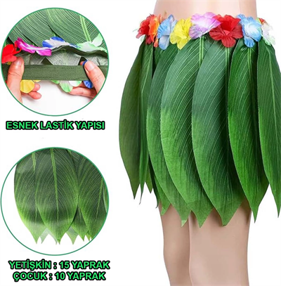 Tropikal Esintili Hawaii Yapraklı Parti Eteği Yetişkin Boy Bx40