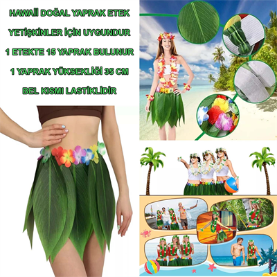 Tropikal Esintili Hawaii Yapraklı Parti Eteği Yetişkin Boy Bx40