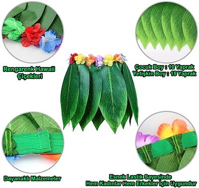 Tropikal Esintili Hawaii Yapraklı Parti Eteği Çocuk Boy (3936)