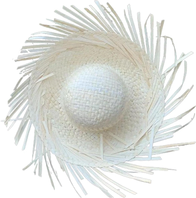 Tropikal Parti Beyaz Hasır Hawaii Şapkası 13x36 Cm