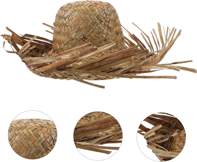 Tropikal Parti Naturel Hasır Hawaii Şapkası 13x36 cm