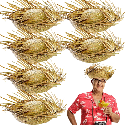 Tropikal Parti Naturel Hasır Hawaii Şapkası 13x36 cm
