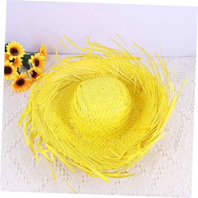 Tropikal Parti Sarı Hasır Hawaii Şapkası 13x36 Cm