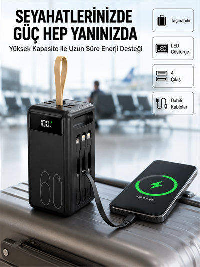 Tüm Cihazlara Uyumlu Çoklu Çıkışlı Powerbank Yeni Nesil