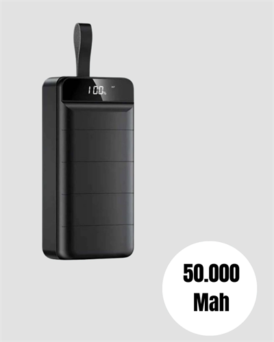 Tüm Cihazlarla Uyumlu 50.000 mAh Powerbank – Yüksek Kapasiteli, LED Gösterge ve Akıllı Koruma Fonksiyonlu