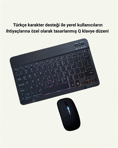 Tüm Cihazlarla Uyumlu RGB Işıklı Kablosuz Klavye ve Mouse Seti