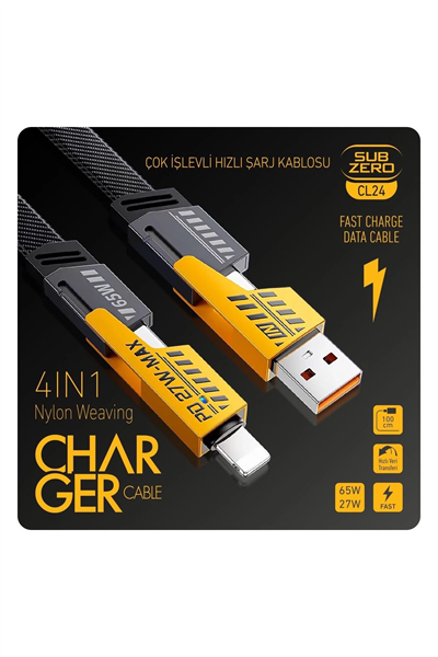 Tüm Telefonlara Uyumlu Cl24 Süper Hızlı 4 In 1 Sarj Kablosu