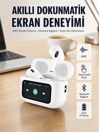 Tüm Telefonlarla Uyumlu ANC Özellikli Dokunmatik Bluetooth Kulaklık Yeni Nesil