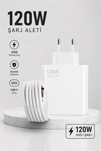 Turbo Hızlı Şarj Destekli 120W USB-C Şarj Seti