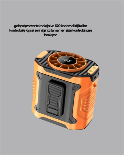 Turbo Mini Taşınabilir Fan – 100 Kademeli Dijital Hız Kontrolü ve Type-C Şarj