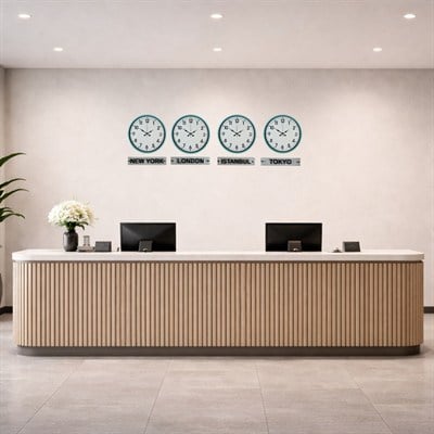 Turkuaz 36 Cm 4 lü Tabelalı Dünya Saatleri