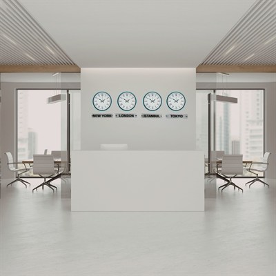 Turkuaz 36 Cm 4 lü Tabelalı Dünya Saatleri Seti