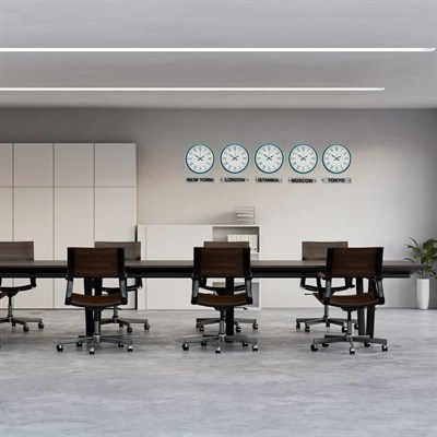 Turkuaz 36 Cm 5 li Tabelalı Dünya Saatleri