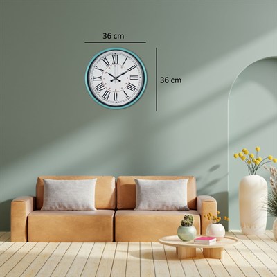 Turkuaz 36 Cm Dekoratif Duvar Saati