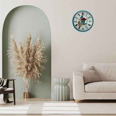 Turkuaz 36 Cm Strawberry Bird Figürlü Duvar Saati