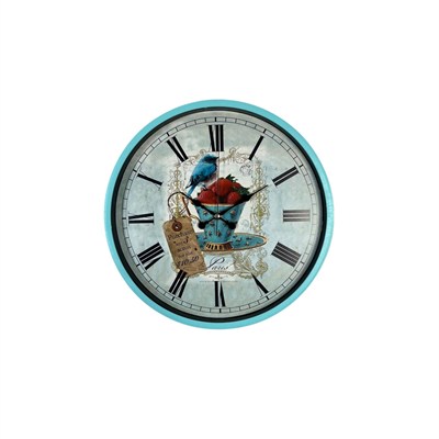 Turkuaz 36 Cm Strawberry Bird Figürlü Duvar Saati